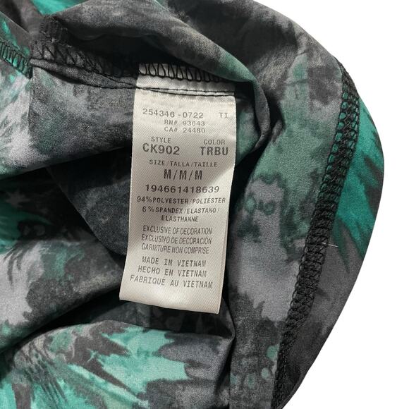 Cherokee Infinity Mens Scrub Top Size Medium Green Black Texture Burst 1 Pocket - Picture 4 of 7